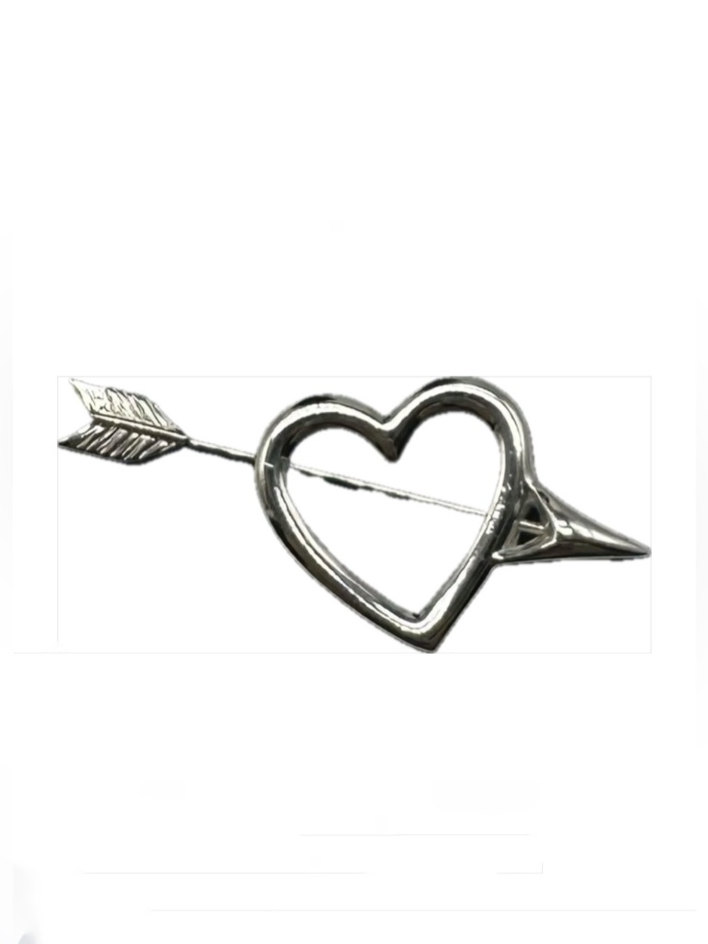 Monet Vintage Heart & Arrow Brooch Silver Tone Pin | Cupid Love Brooch